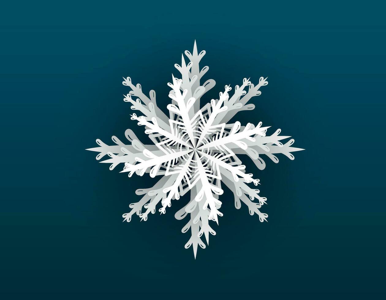 Vector isolated cartoon winter shining filigree snowflake.