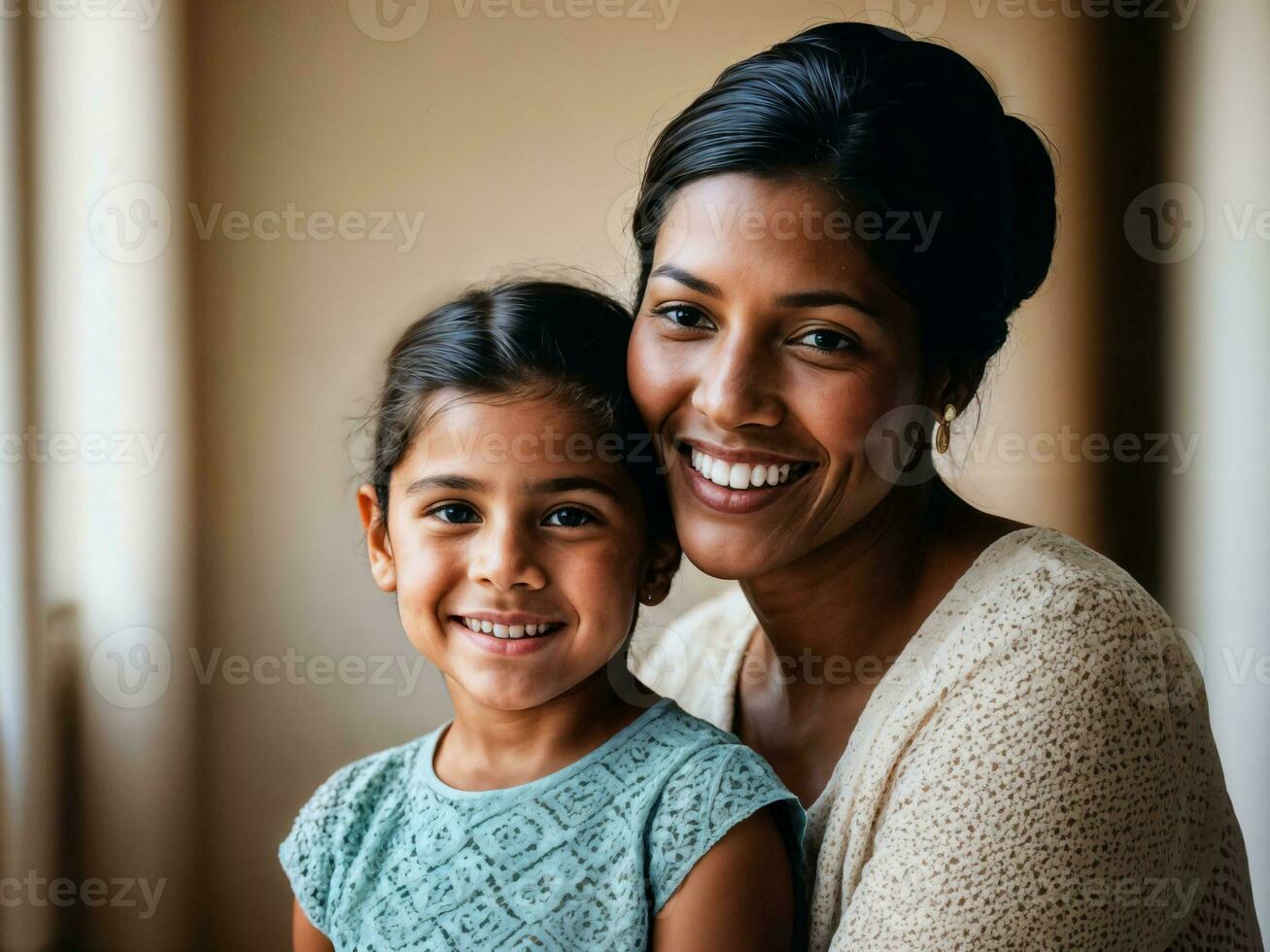 photo of happy family mother and daughter, generative AI