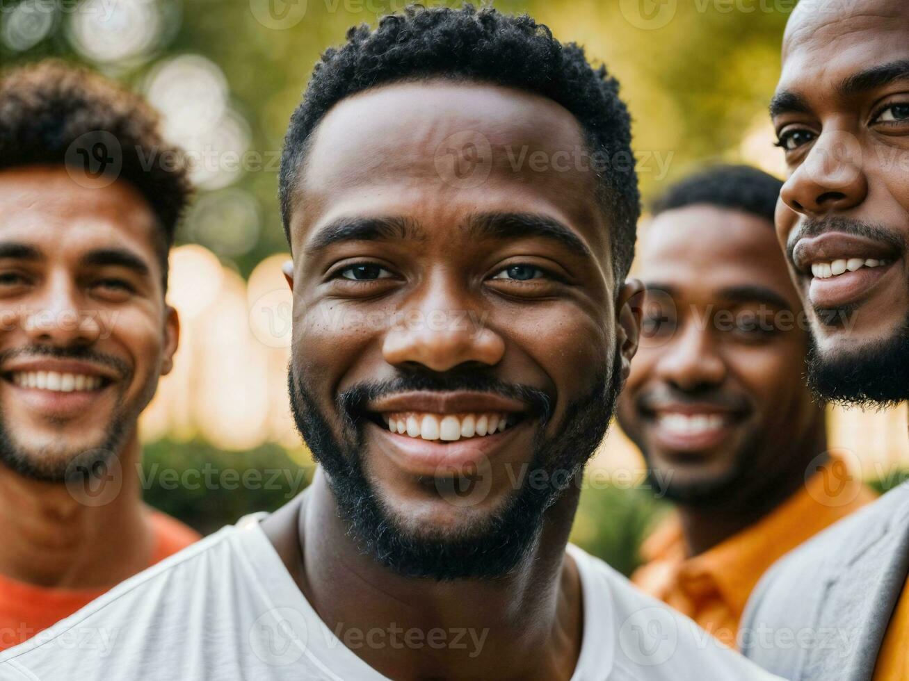 photo of group happy black strong man, generative AI