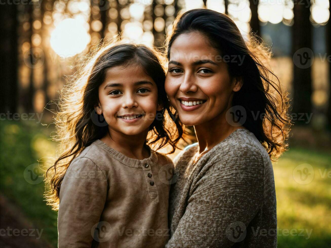 photo of happy family mother and daughter, generative AI