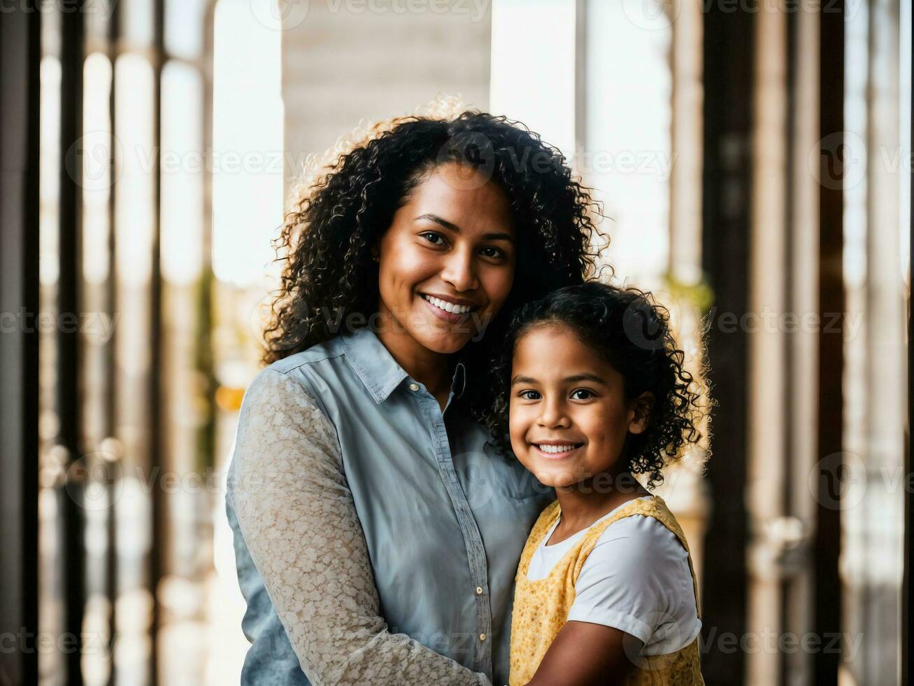 photo of happy family mother and daughter, generative AI