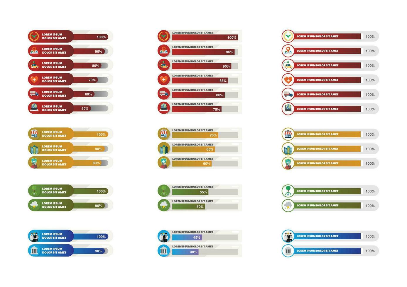 Set of Icon bars template collection vector