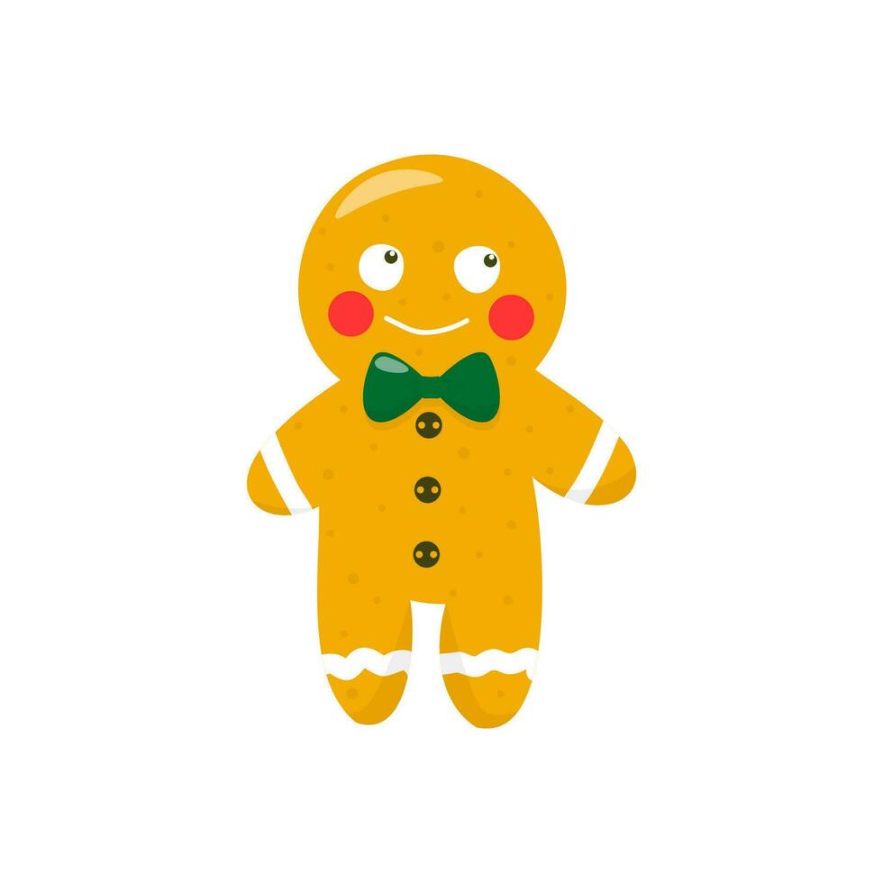 Vector clipart gingerbread. Xmas biscuit isolated on white background in color. Vector illustration. Hand drawn style