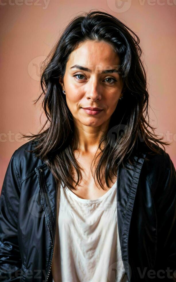 photo of beautiful woman with lighting and backdrop , generative AI