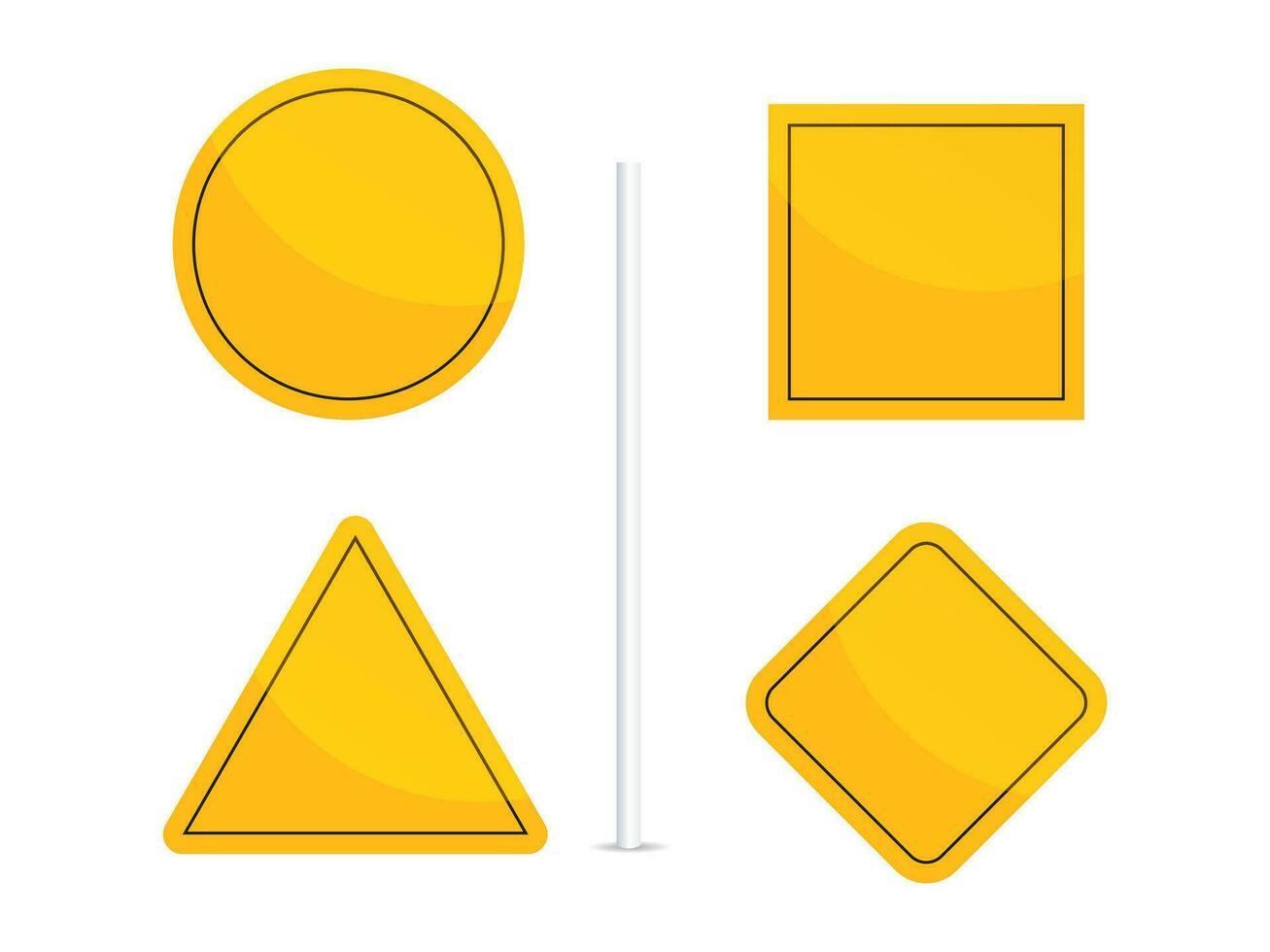 Set of blank yellow road sign vector illustration