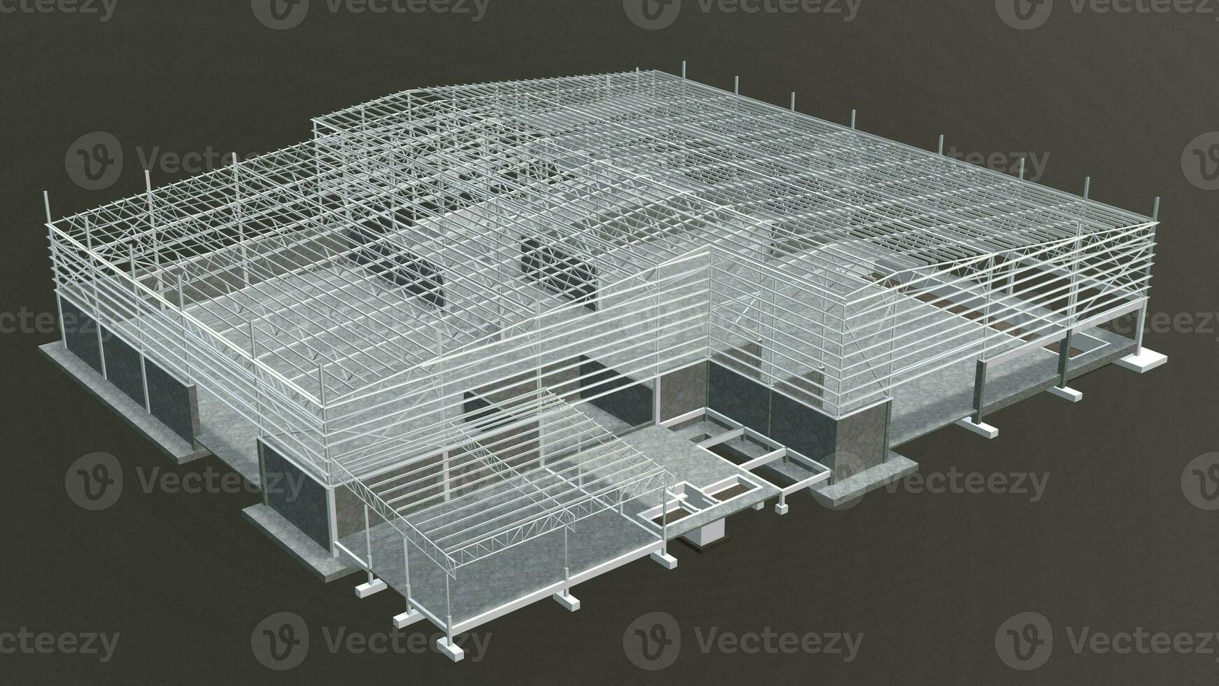 3D illustration of industrial building photo