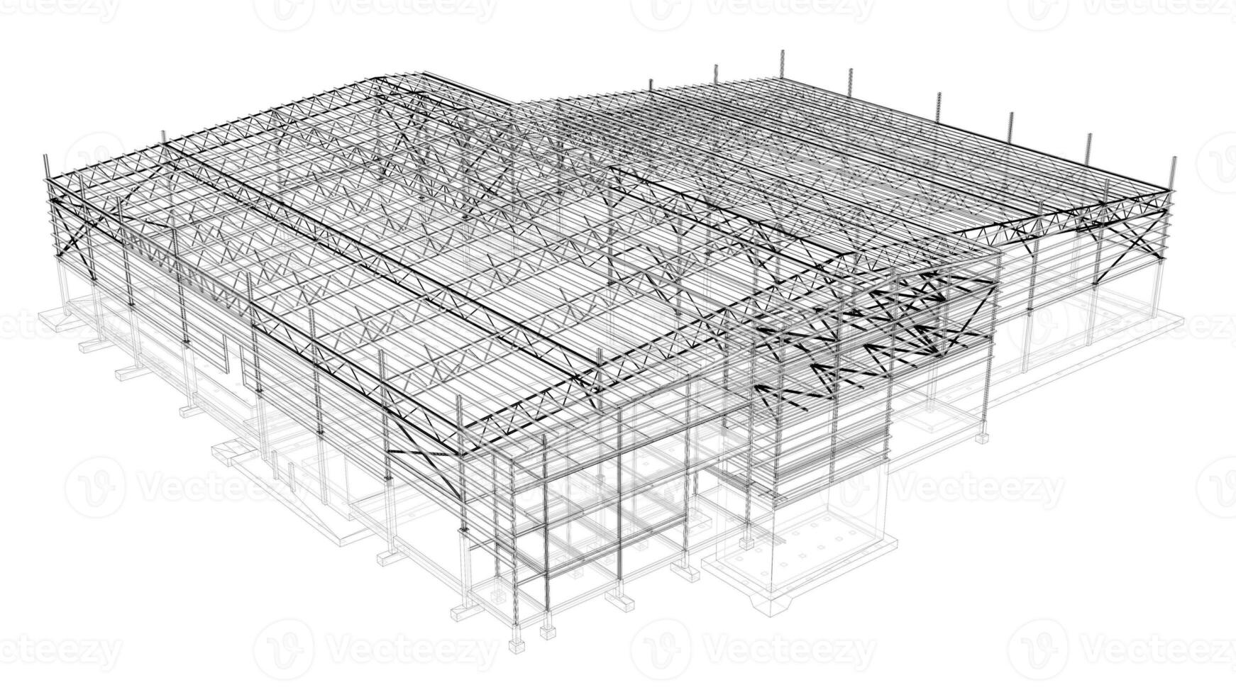 3D illustration of industrial building photo