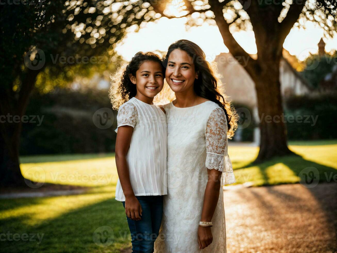 foto de contento familia madre y hija, generativo ai