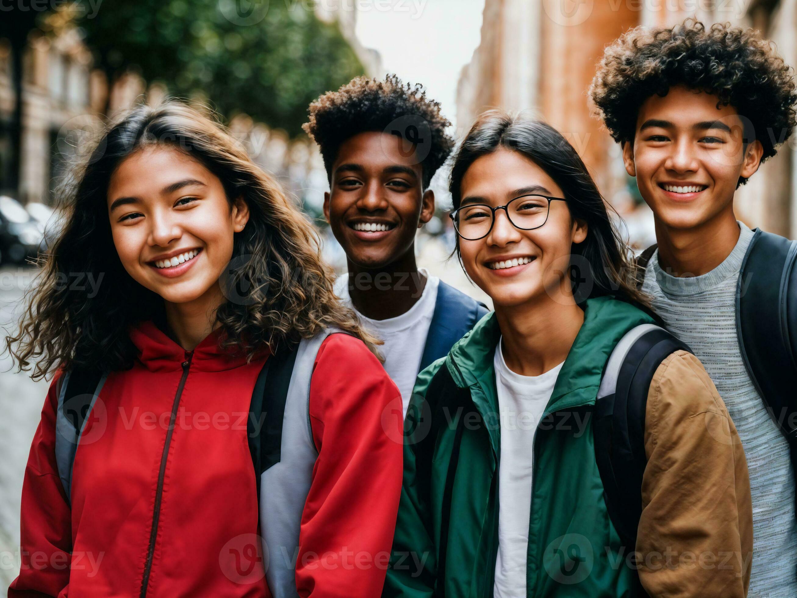 a image of Group of happy teen girls studying together at school. Education  concept. funny group of class Generative AI 31617447 Stock Photo at Vecteezy