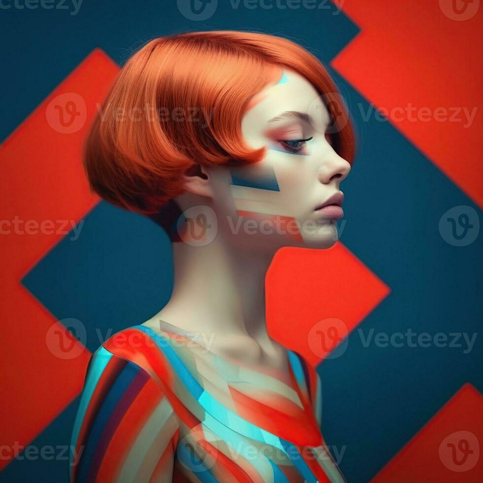 Illustration of a fashion portrait,  AI Generated photo
