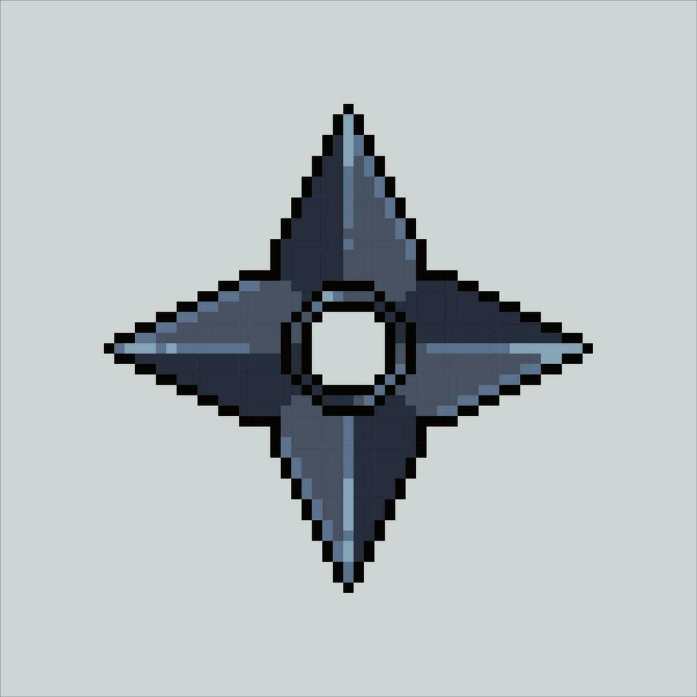 Pixel art illustration Shuriken. Pixelated Shuriken. Shuriken Ninja icon pixelated for the pixel art game and icon for website and video game. old school retro. vector