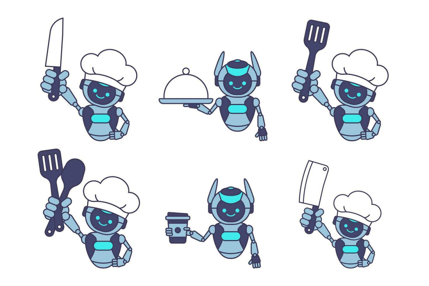 ai robot cocinero vector ilustración. Cocinando robot personaje