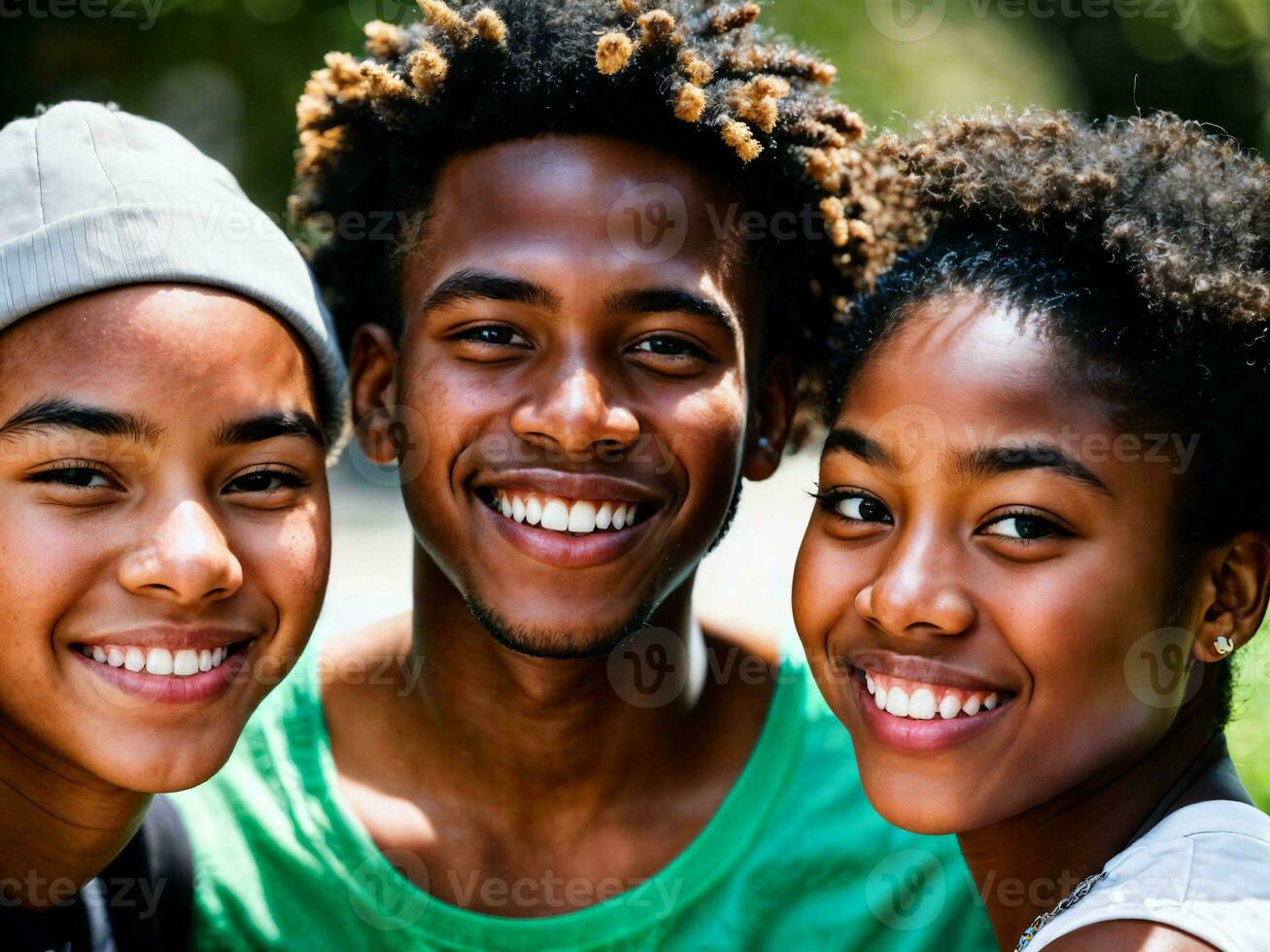 foto de grupo negro Adolescente fresco estudiante a universidad, generativo ai