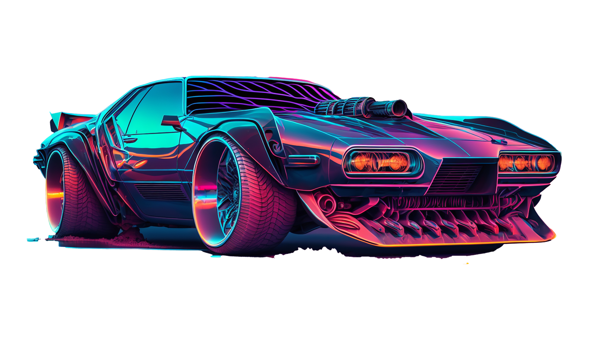 Realistic modified sports neon car for free, Ai Generative 28112475 PNG