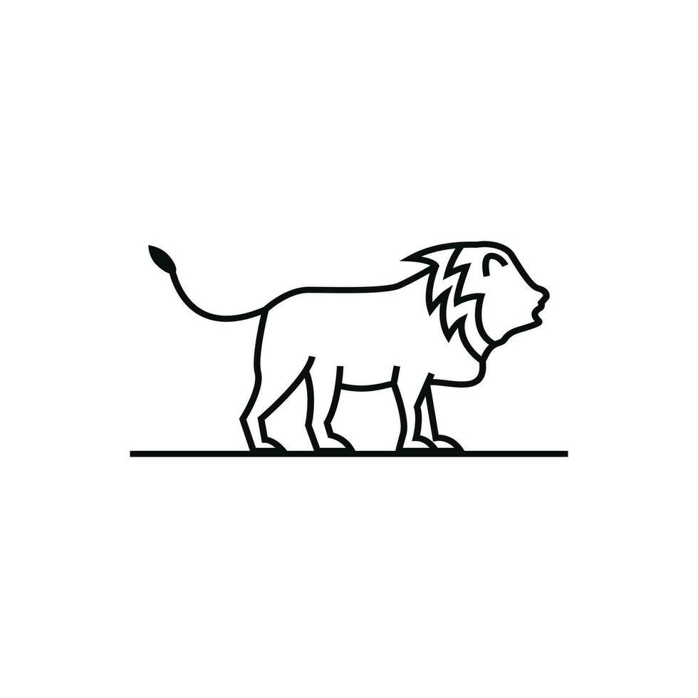 Lion logo design line art style vector