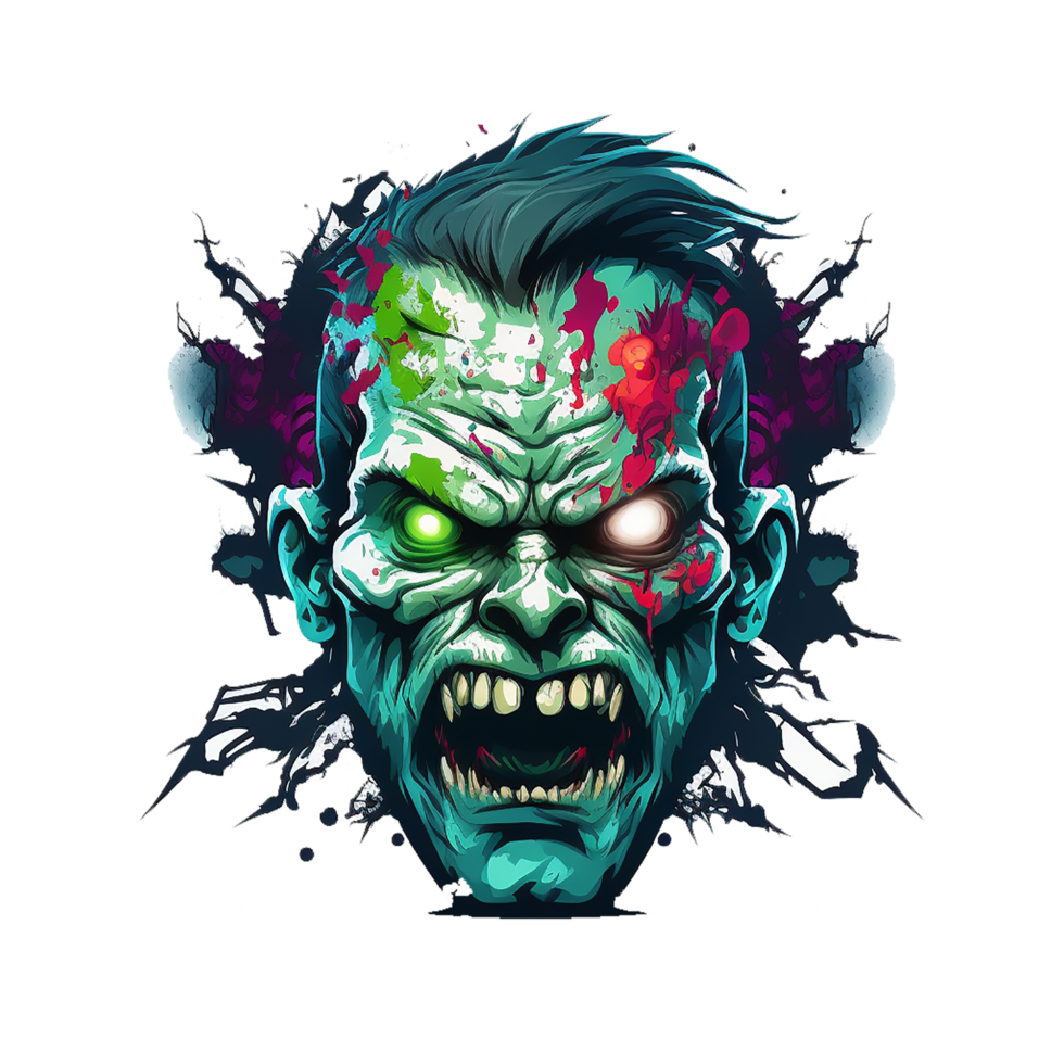 Free zombie head logo realistic photo, Ai Generative png