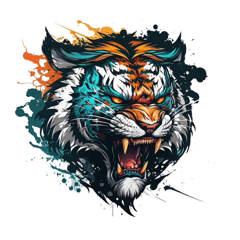 gratis descargar león Tigre mascota logo png realista foto, ai generativo