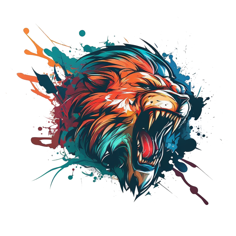 fri ladda ner lejon tiger maskot logotyp png realistisk Foto, ai generativ