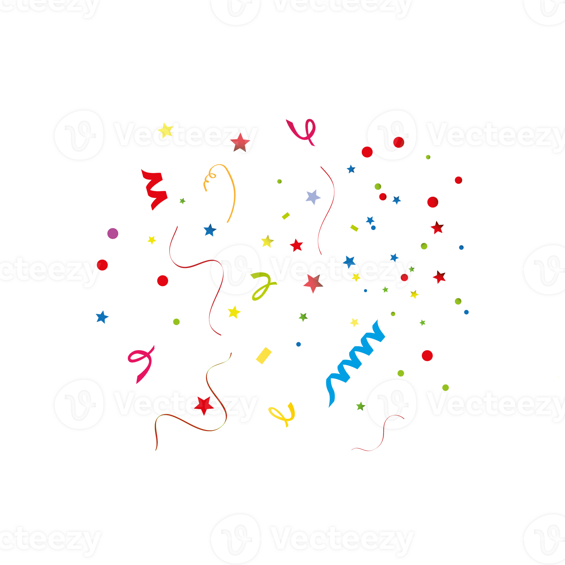 Party Confetti Set Isolated on White. Render Plasticine Confetti