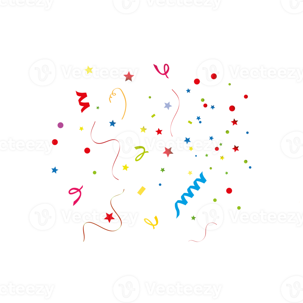Party Confetti Set Isolated on White. Render Plasticine Confetti Collection. Colorful Firecracker Elements in Various Shapes. Party, Holyday, Surprise or Birthday Events. png