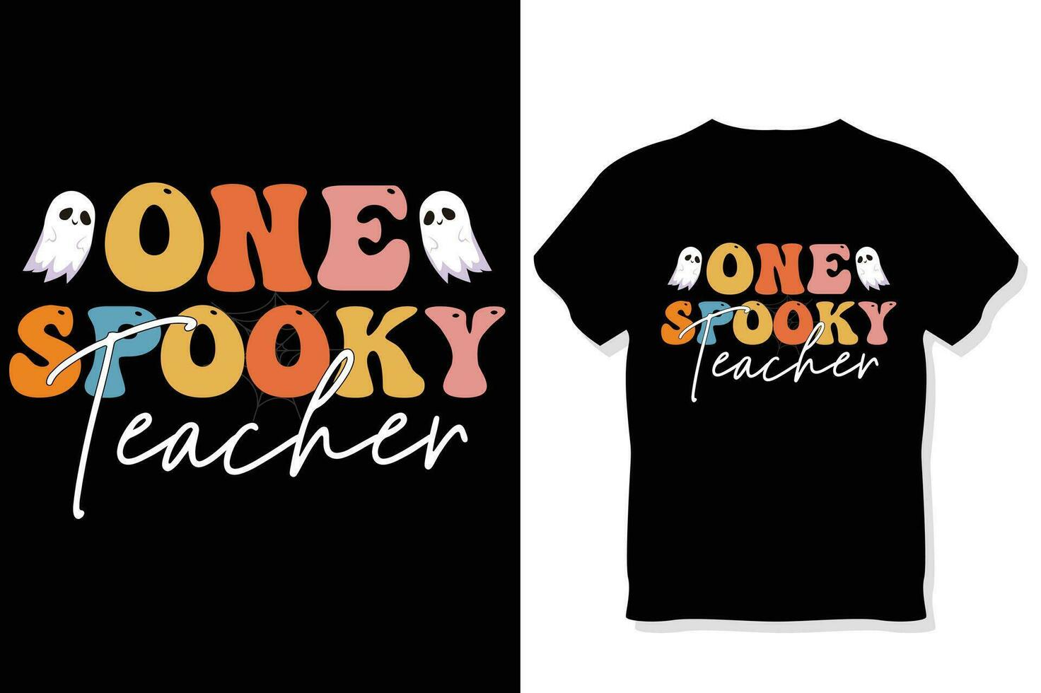 one spookyteacher,Retro Halloween T shirt  Design vector