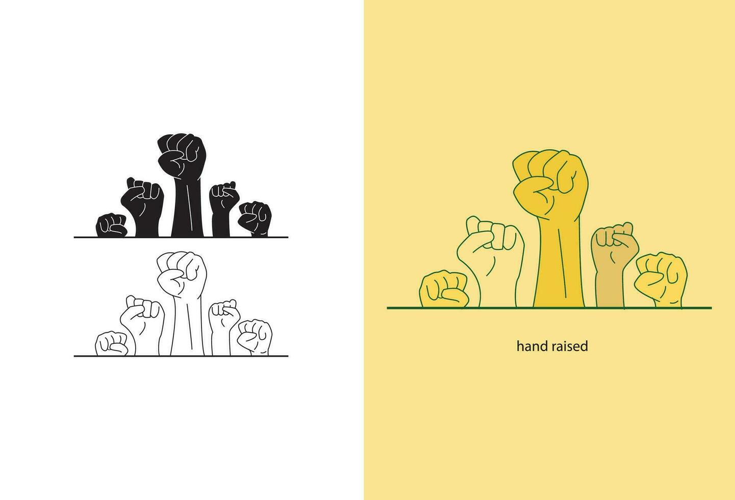 The vector illustration portrays a powerful image of a clenched fist, symbolizing protest and resistance, rendered in a compelling and expressive manner.
