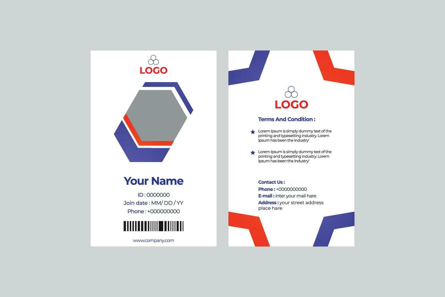 Professional Identity Card Template Vector for Employee and Others