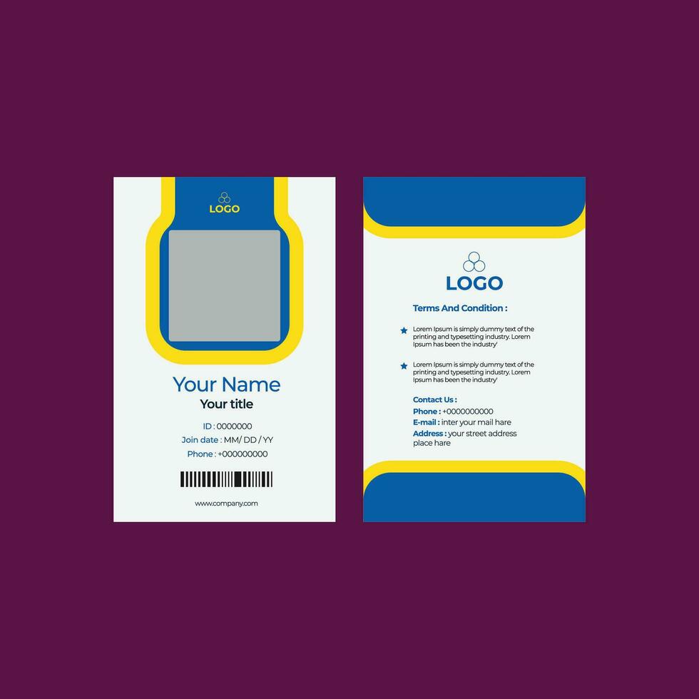 Professional Identity Card Template Vector for Employee and Others