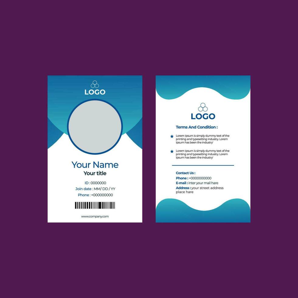 Professional Identity Card Template Vector for Employee and Others