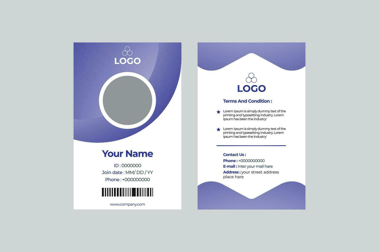 Professional Identity Card Template Vector for Employee and Others