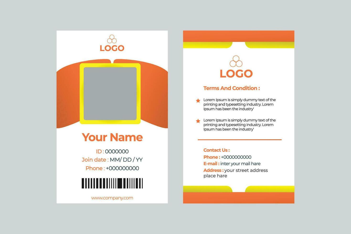 vector de plantilla de tarjeta de identidad profesional para empleados y otros