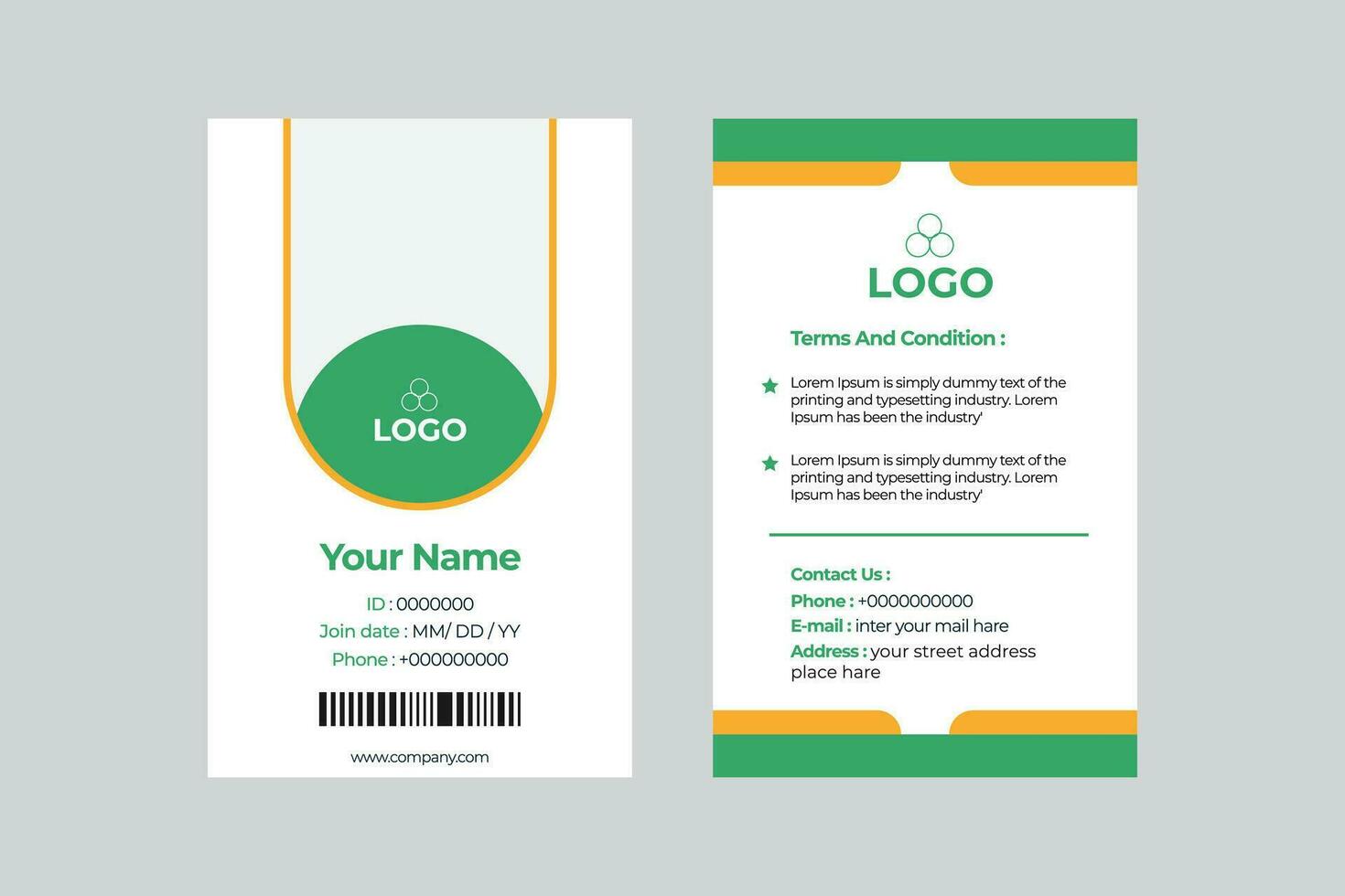 Professional Identity Card Template Vector for Employee and Others