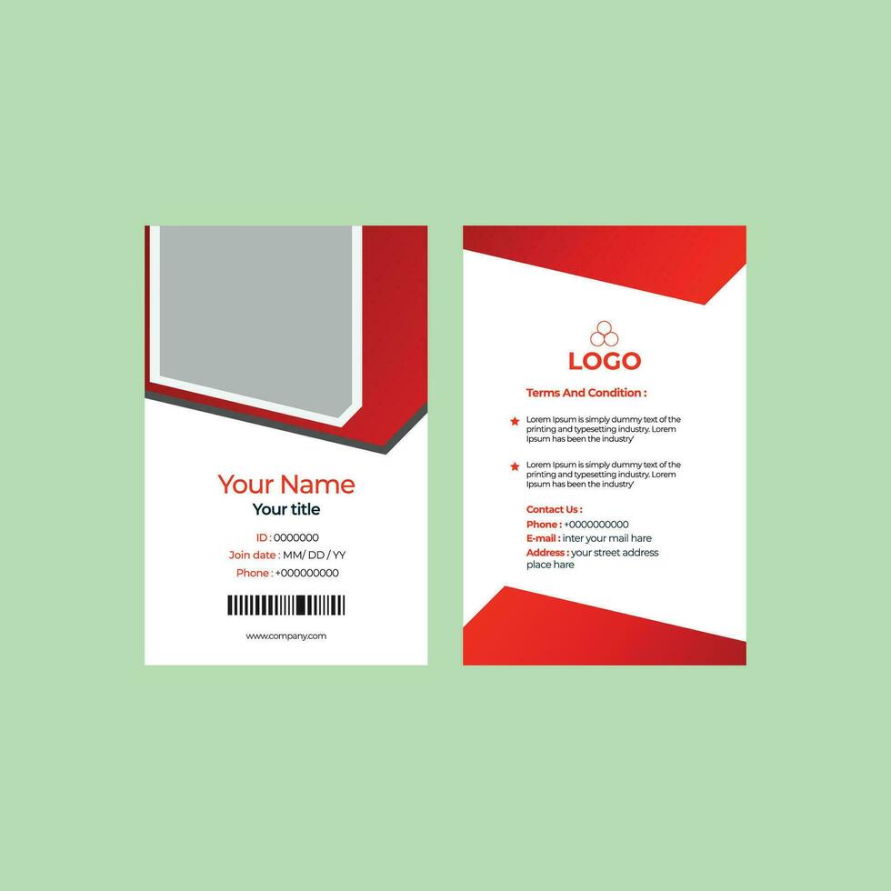 Professional Identity Card Template Vector for Employee and Others