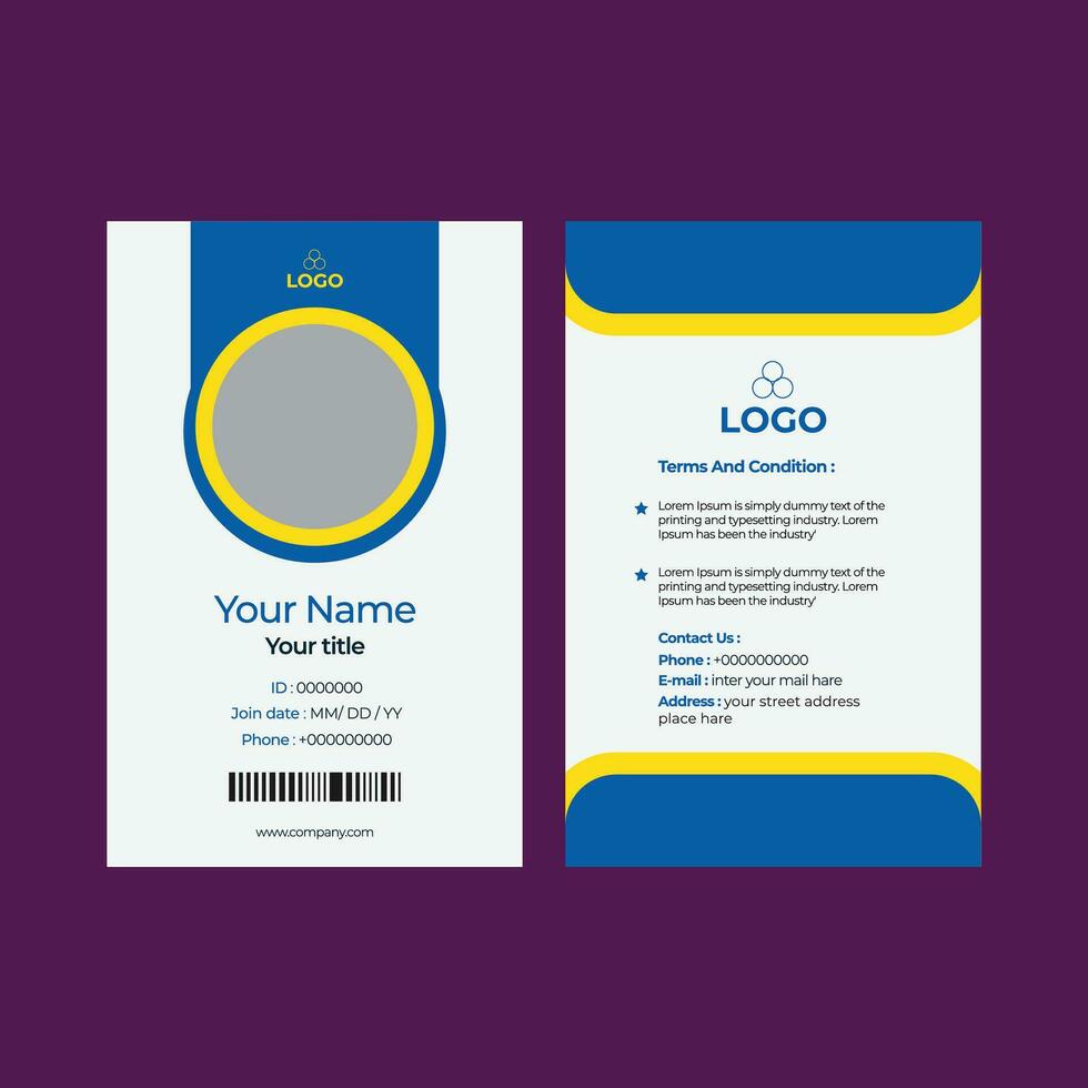 Professional Identity Card Template Vector for Employee and Others