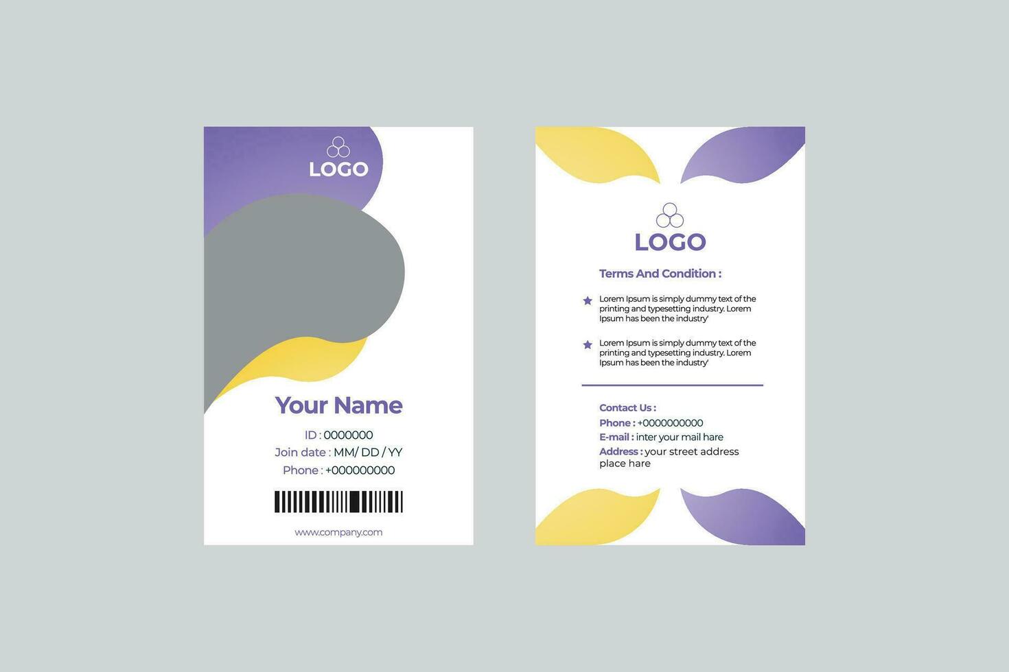 Professional Identity Card Template Vector for Employee and Others