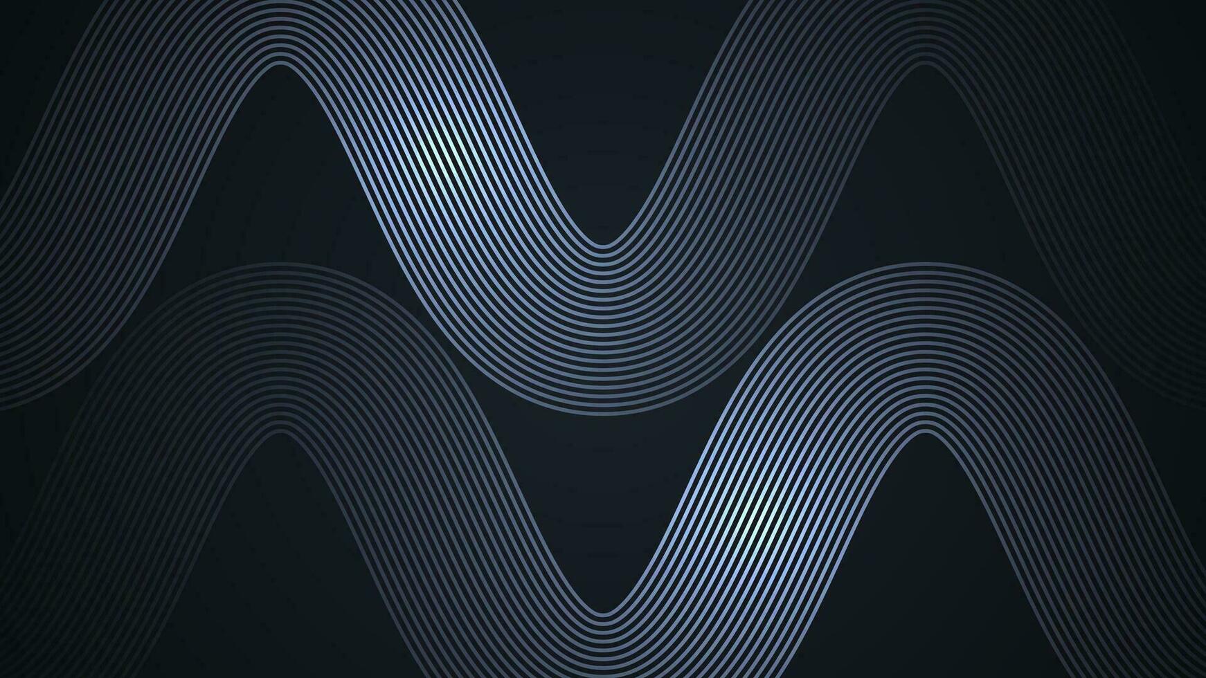 Black simple abstract background with wave style lines as the main element. vector