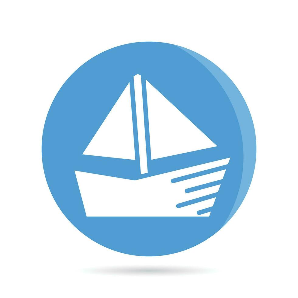 ship and boat in blue circle button vector