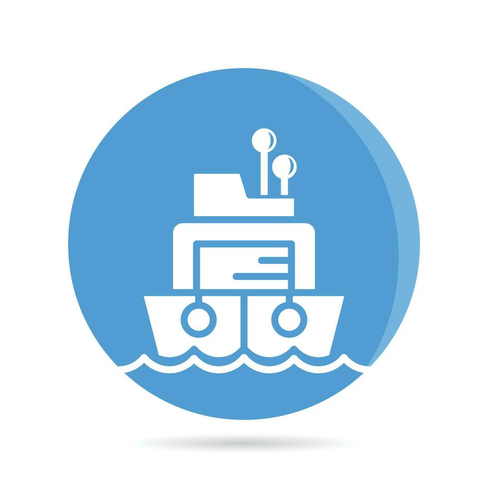 ship and boat in blue circle button vector