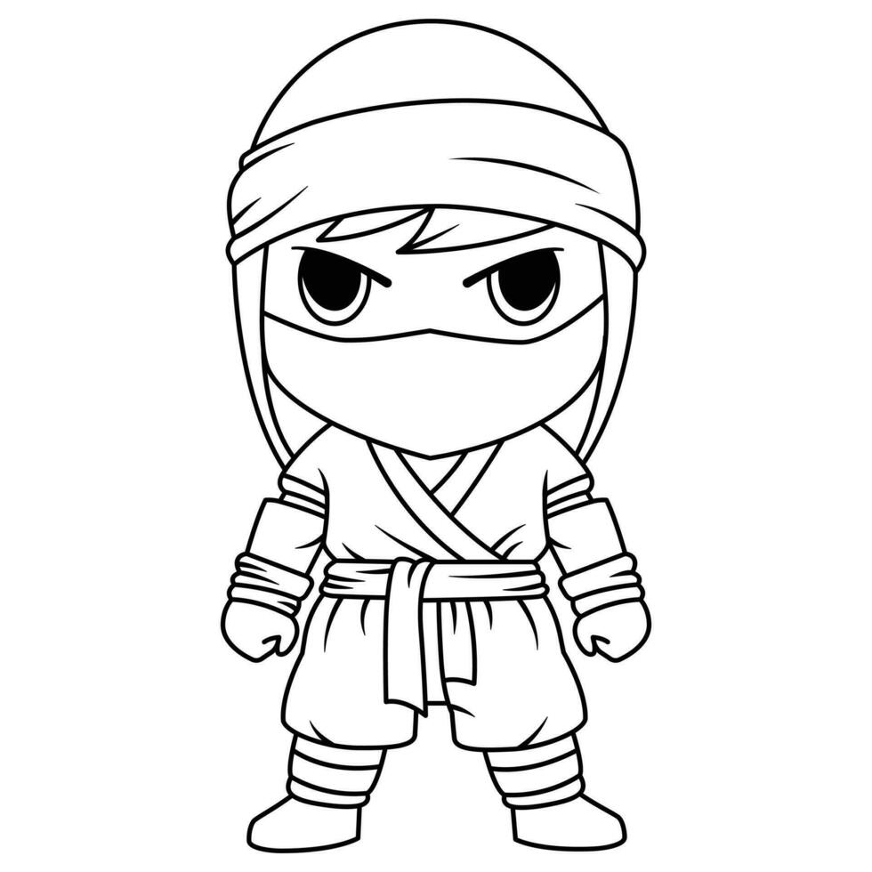 kids friendly ninja coloring page for kids isolated clean and
