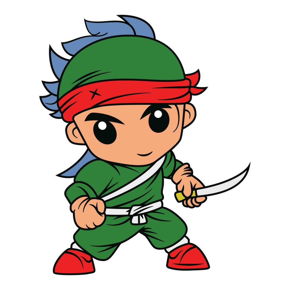 ninja coloring page is isolated clean and minimalistic simple line artwork and cute coloring for little ones vector