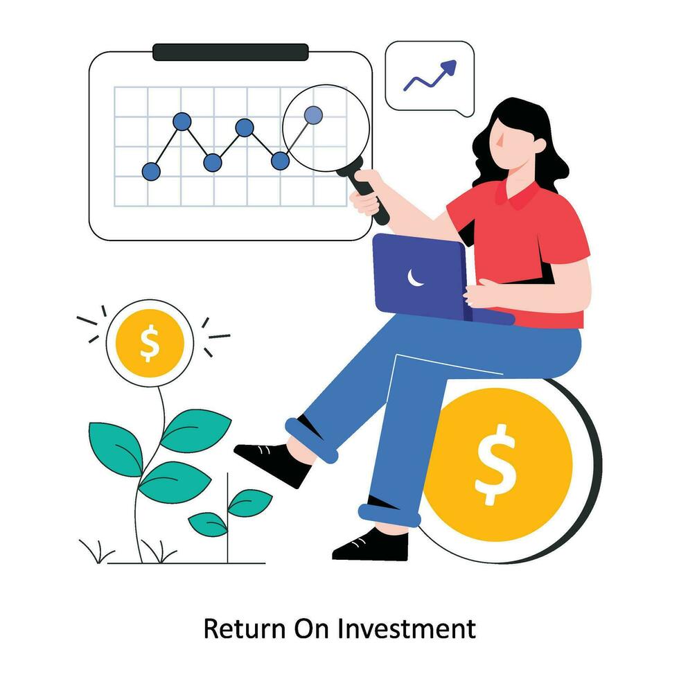 Return On Investment Flat Style Design Vector illustration. Stock illustration