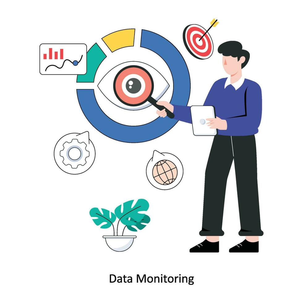 Data Monitoring Flat Style Design Vector illustration. Stock illustration