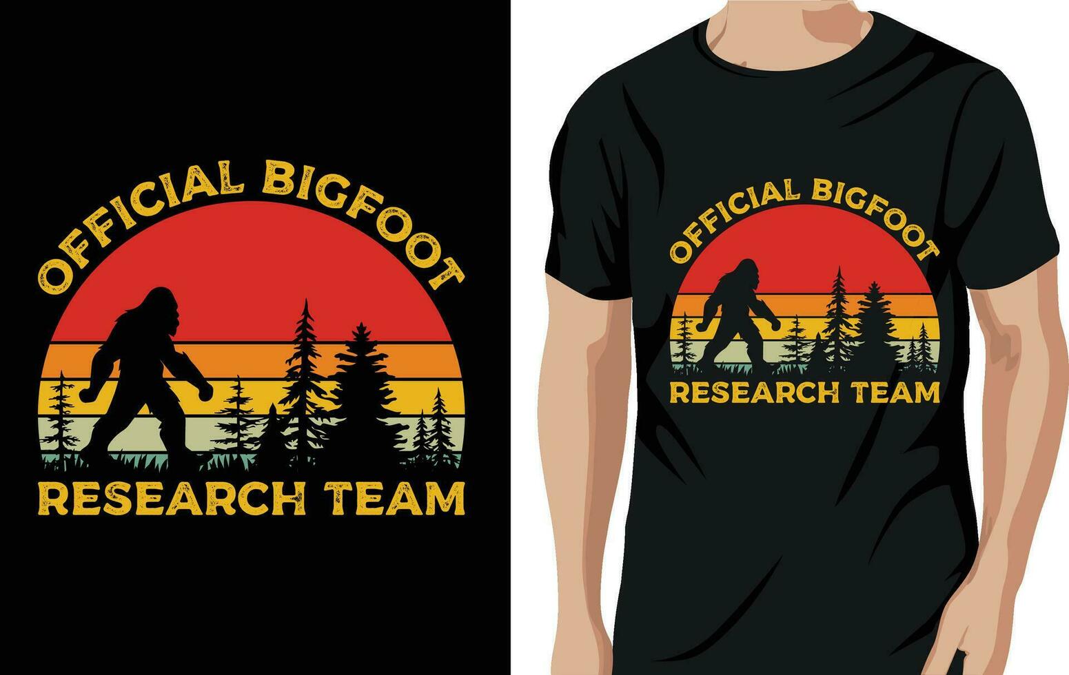 Vector official bigfoot research team bigfoot quotes tshirt design for adventure lovers