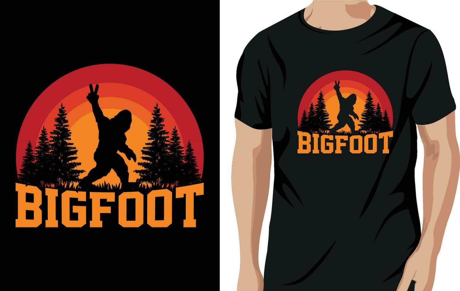 Vector vintage retro background bigfoot tshirt or poster design