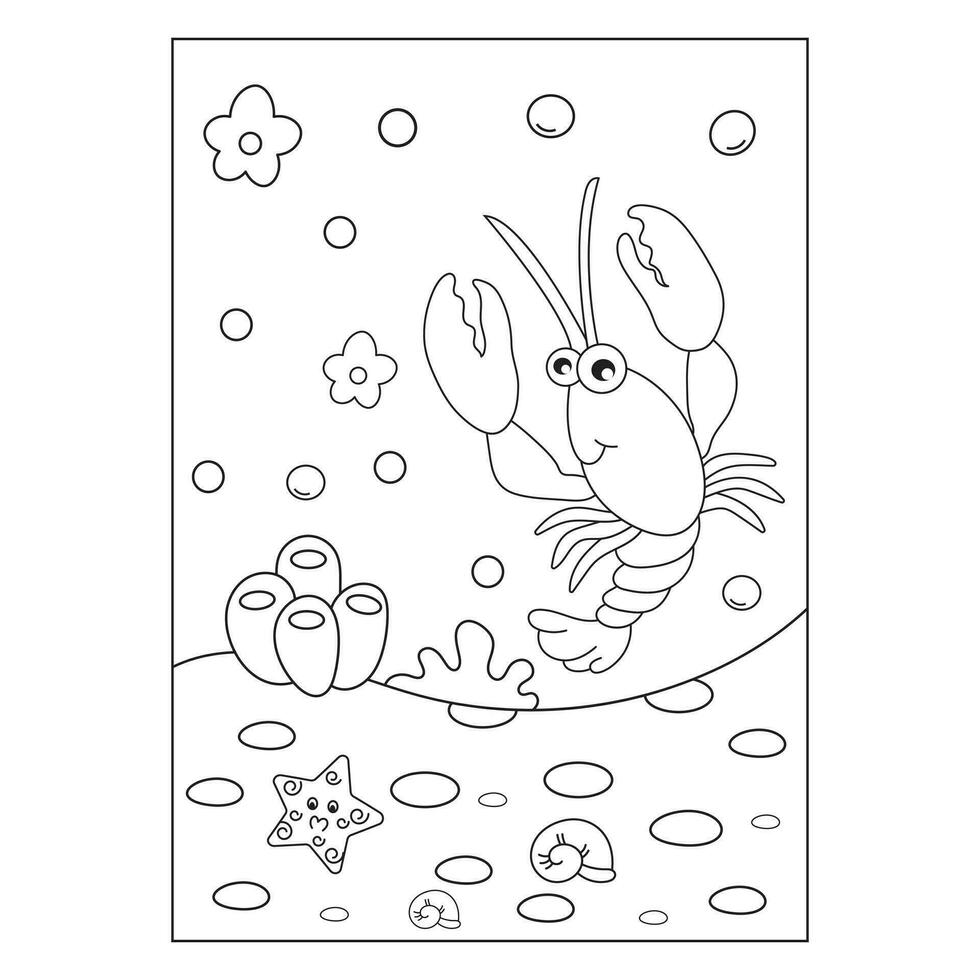 lobster coloring book pages for kids vector