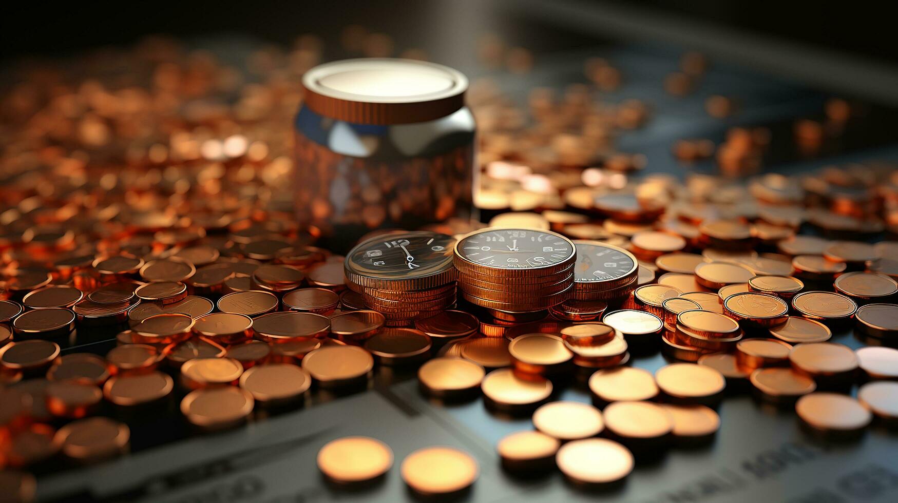 photo-realistic of calculator, money and paper with graphic chart on table AI Generative photo