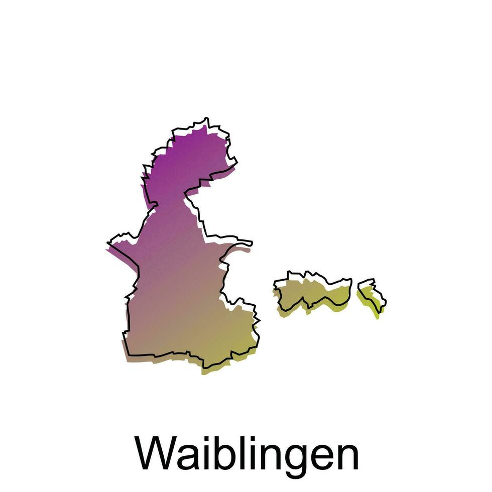 mapa de waiblingen ciudad moderno sencillo vistoso con describir, ilustración vector diseño modelo