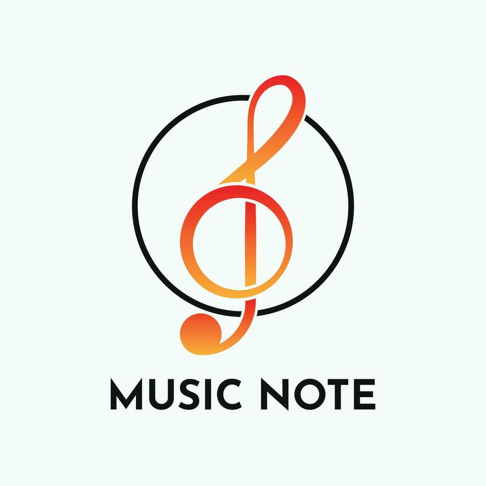 música Nota llave logo diseño con circulo vector