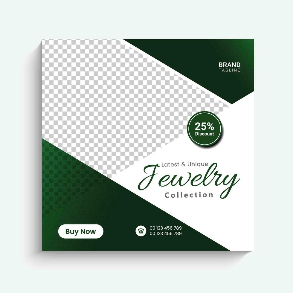 Jewelry social media instagram post banner or square flyer design vector