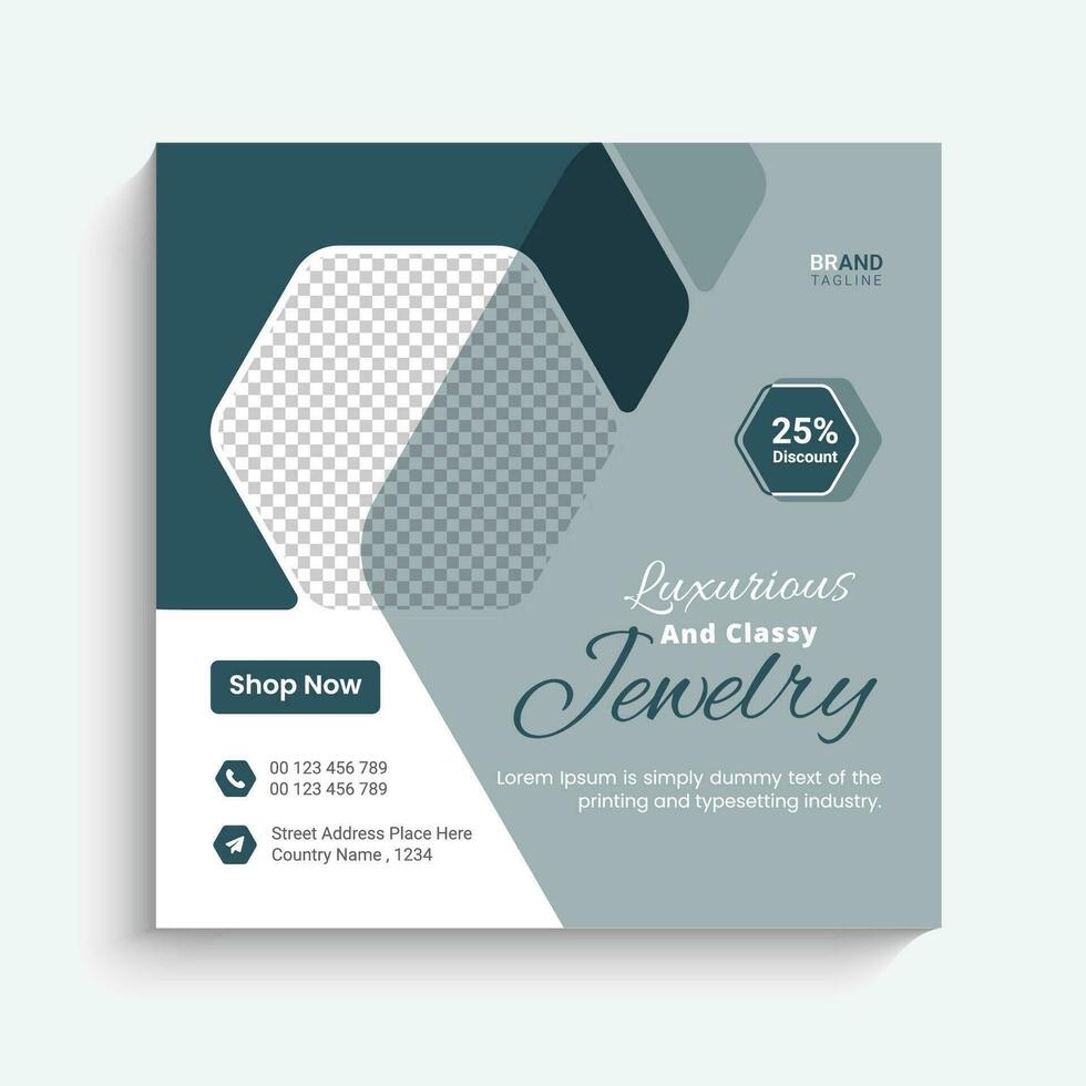 Jewelry social media instagram post banner or square flyer design vector